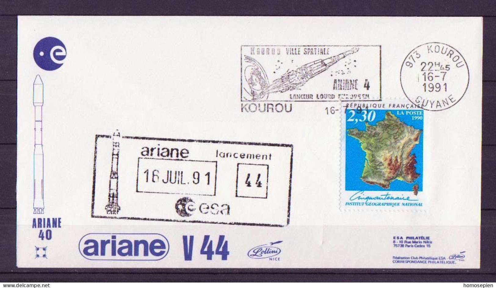 Espace 1991 07 17 - ESA - Ariane V44 - Officielle - Kourou - Europa