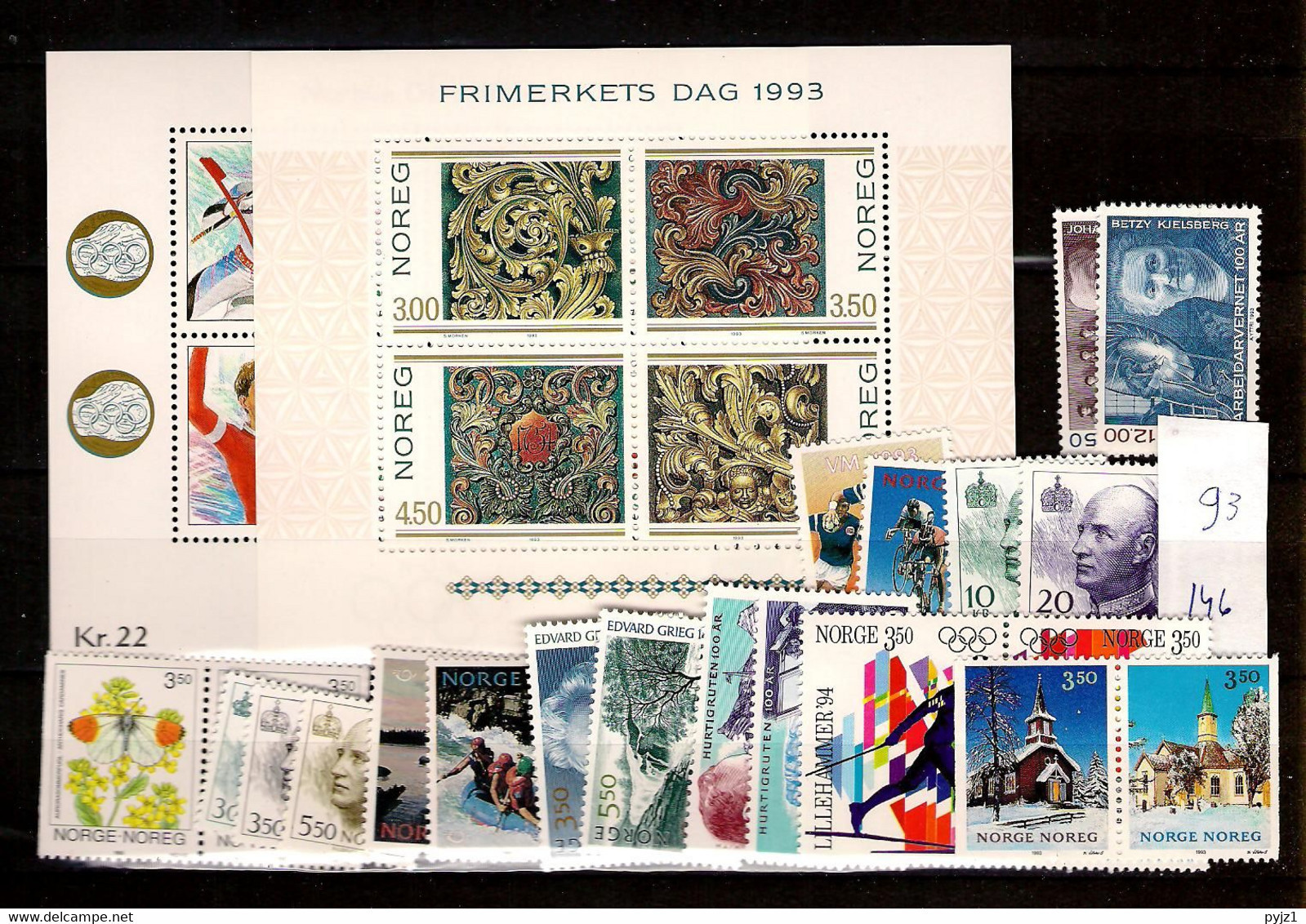 1993 MNH Norway Year Collection According To Michel System - Années Complètes