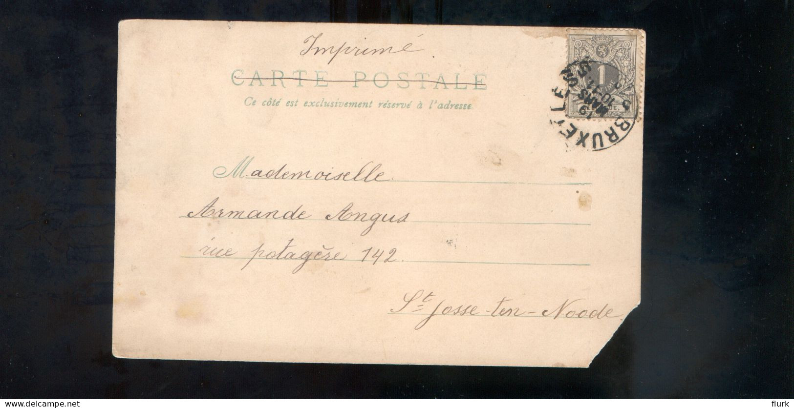 België OCB43 Gestempeld Op Postkaart Bruxelles 5-St Josse-Ten-Noode 18xx (2 Scans) - 1884-1891 Leopold II