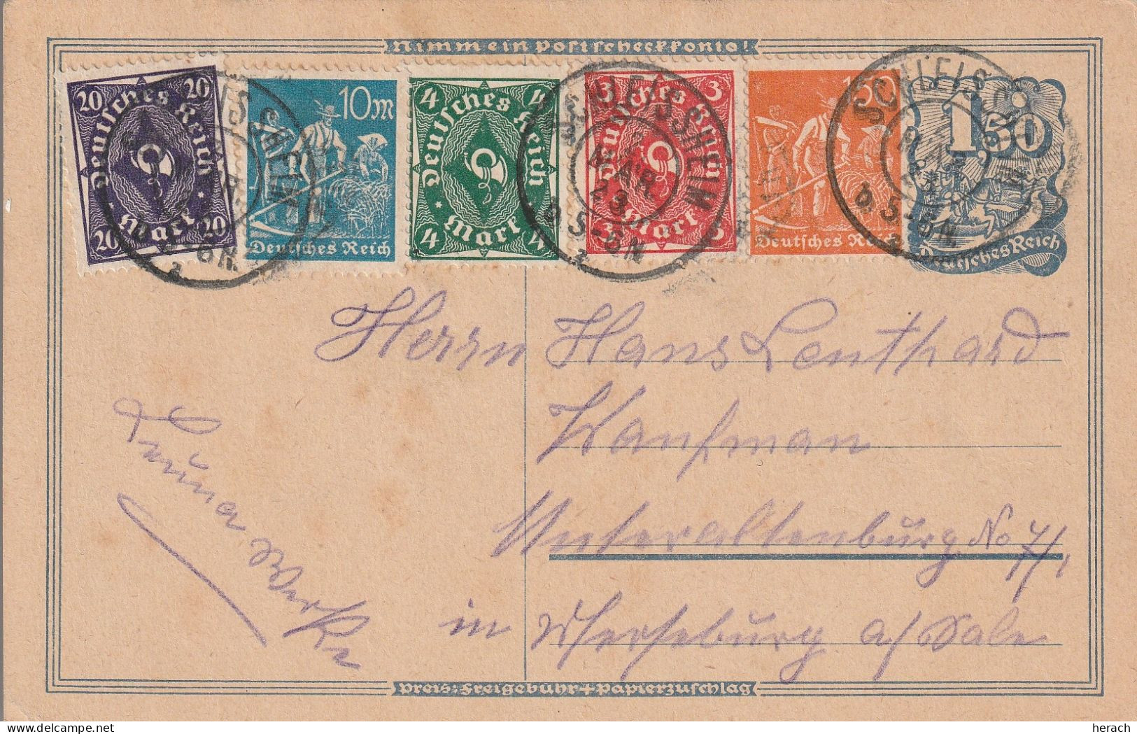 Allemagne Entier Postal Inflation Schlleissheim 1923 - Cartes Postales