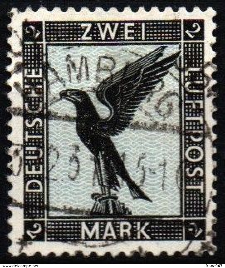 GERMANIA - 1926 Aquila 2m Nero E Azzurro - Unificato A33 USATO - Poste Aérienne & Zeppelin