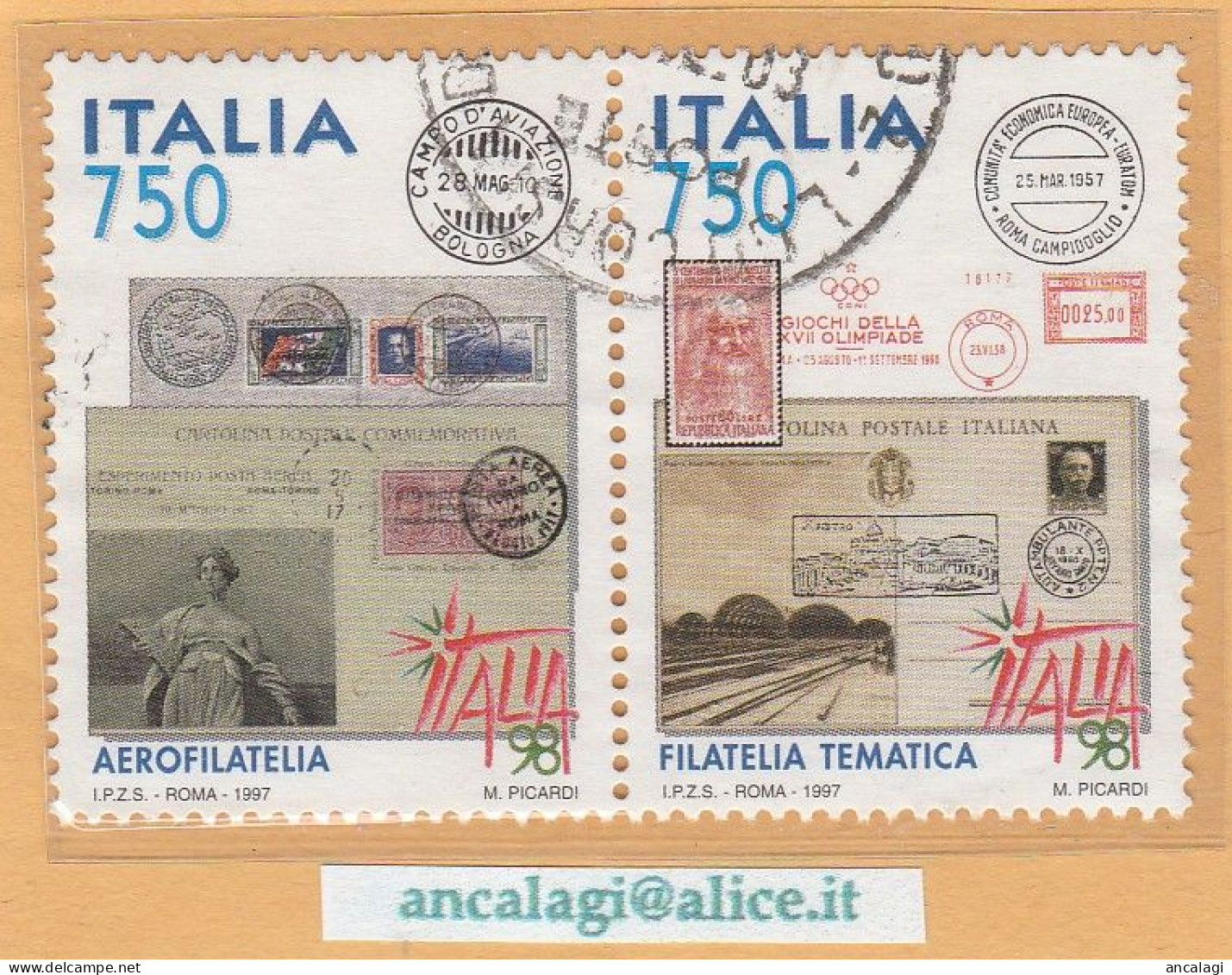 USATI ITALIA 1997 - Ref.0760 "ESPOSIZIONE MONDIALE DI FILATELIA" 2 Val. In Coppia - - 1991-00: Used