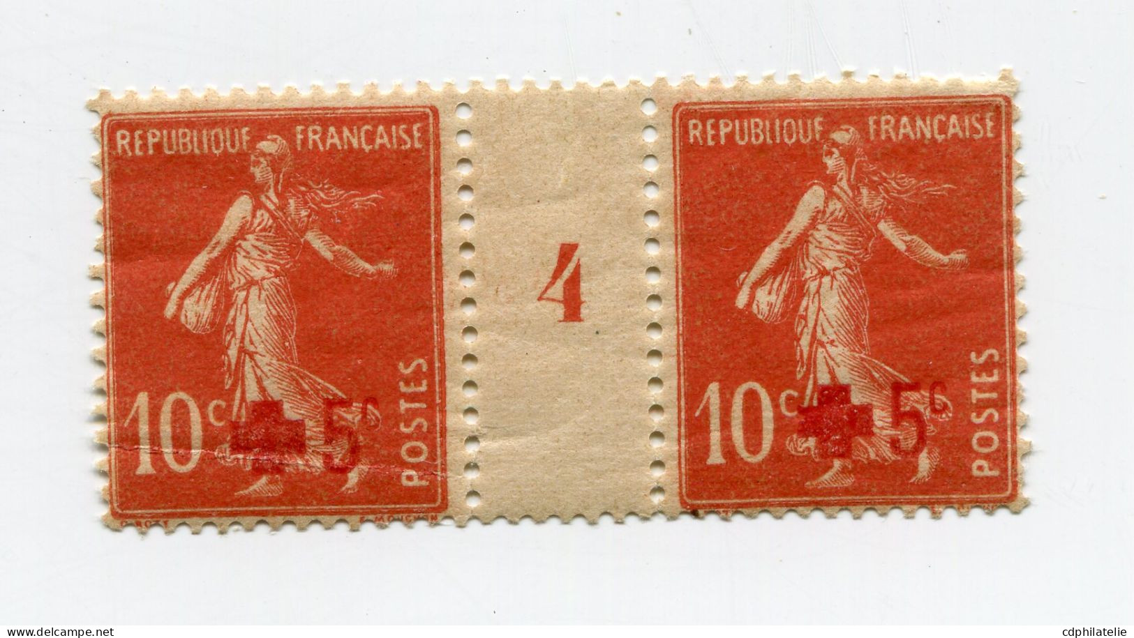 FRANCE N°146 ** TYPE SEMEUSE SURCHARGEE CROIX-ROUGE EN PAIRE AVEC MILLESIME 4 ( 1914 ) - Millésimes