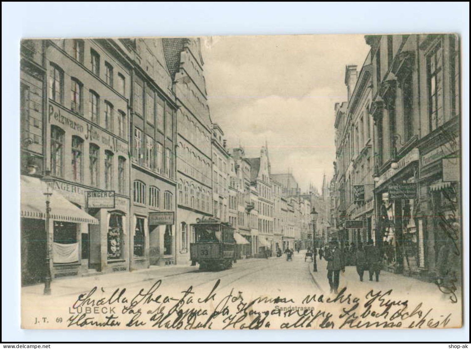 XX10153/ Lübeck Sandstraße Straßenbahn AK 1903 - Luebeck-Travemuende