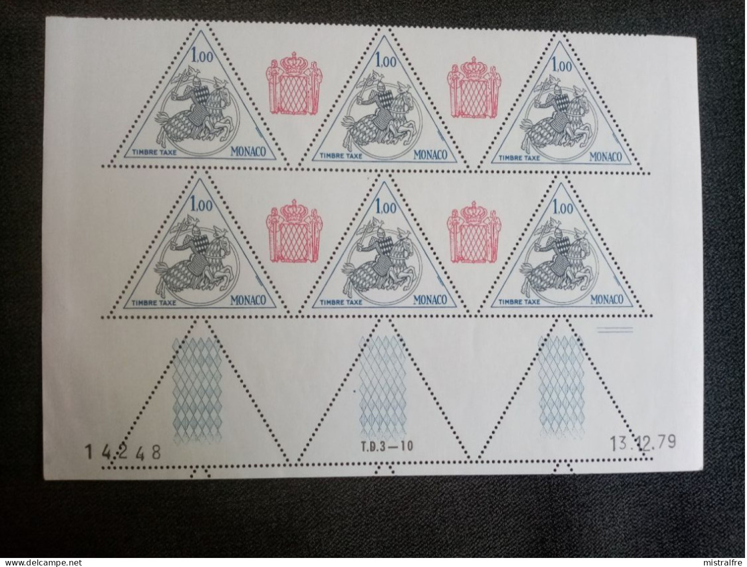 MONACO.1980. Taxes  " Sceau Princier " N° 63 à 70 Série Complètes Coins Datés. NEUFS++. Côte YT 2024 : 19,20 € + CD - Portomarken