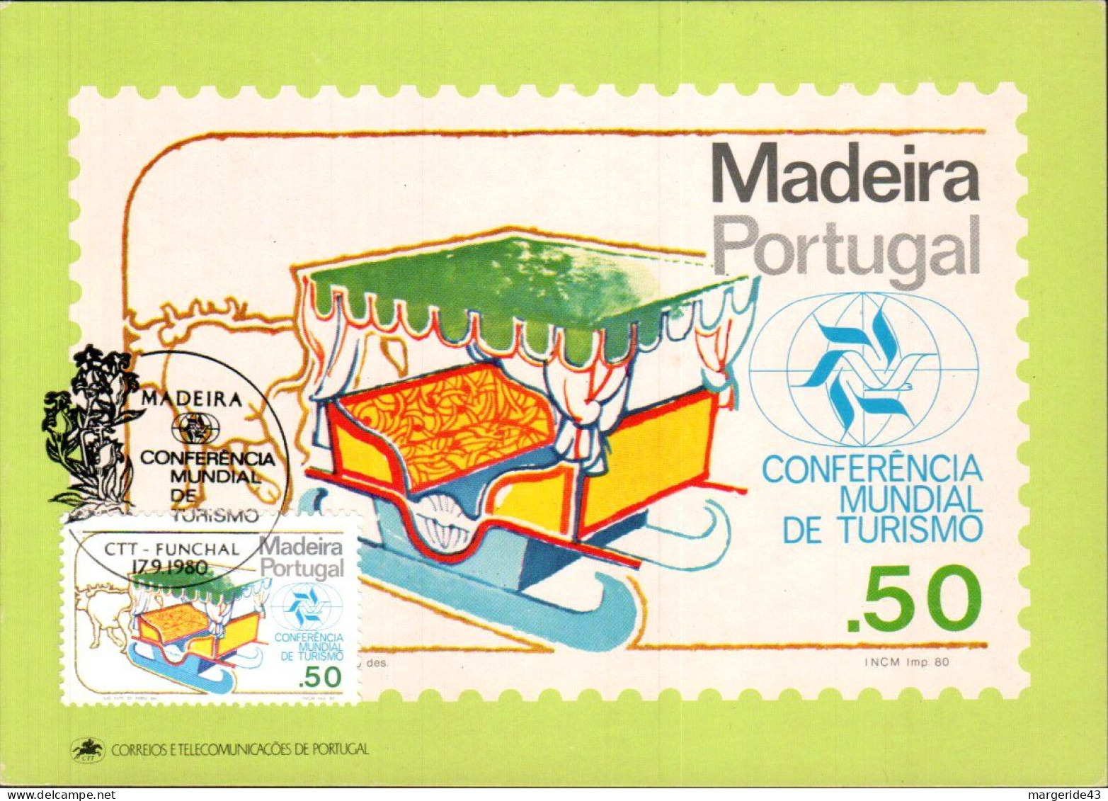 MADEIRE PORTUGAL CARTE MAXIMUM 1980 CONFERENCE MONDIAL DU TOURISME - Otros & Sin Clasificación