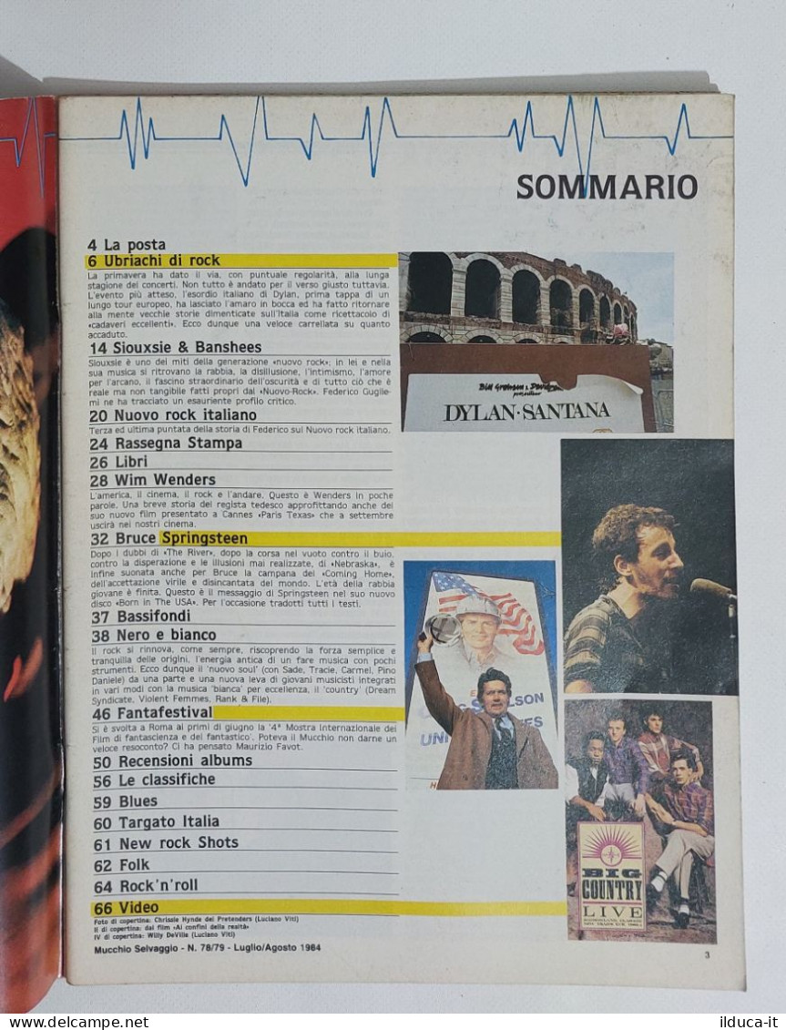 58918 MUCCHIO SELVAGGIO 1984 N. 78/79 - Wenders / Bruce Springsteen / Bob Dylan - Musique