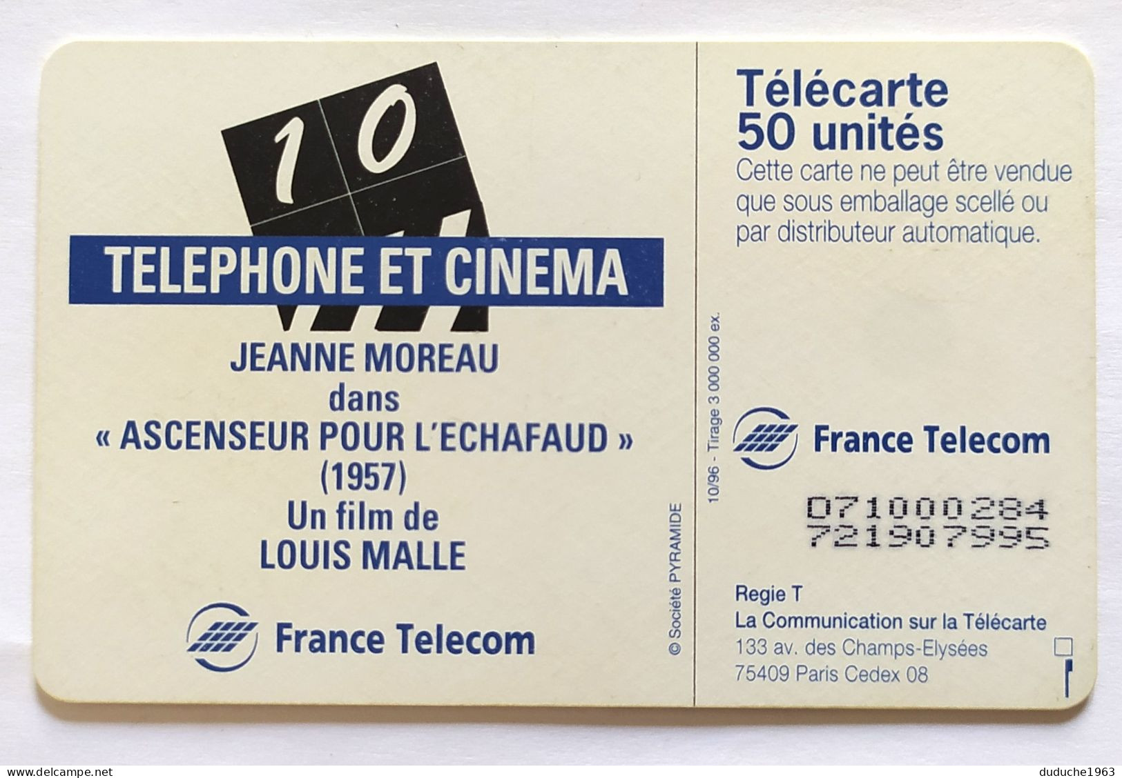 Télécarte France - Téléphone Et Cinéma - Jeanne Moreau - Unclassified
