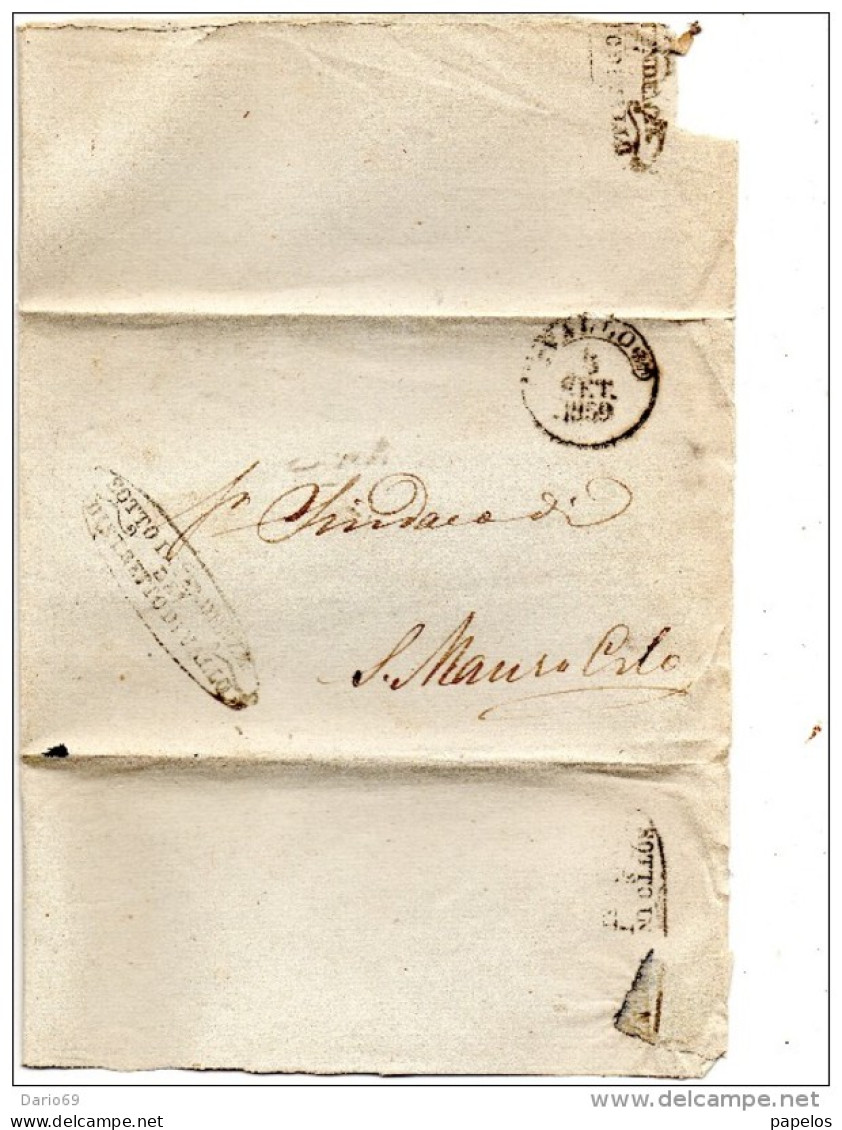 1859 LETTERA CON ANNULLO VALLO SALERNO - 1. ...-1850 Vorphilatelie