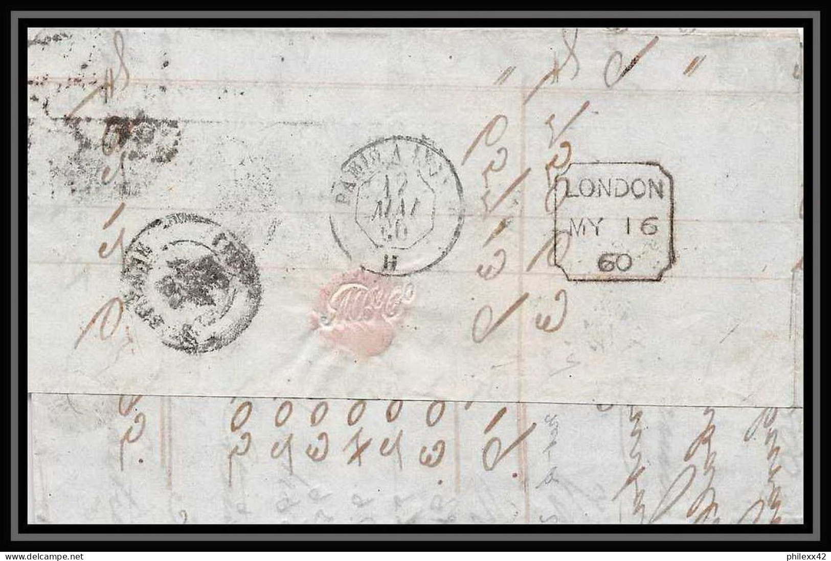 35288 N°16 Victoria 4p Rose London St Etienne France 1860 Cachet 18 Lettre Cover Grande Bretagne England - Briefe U. Dokumente