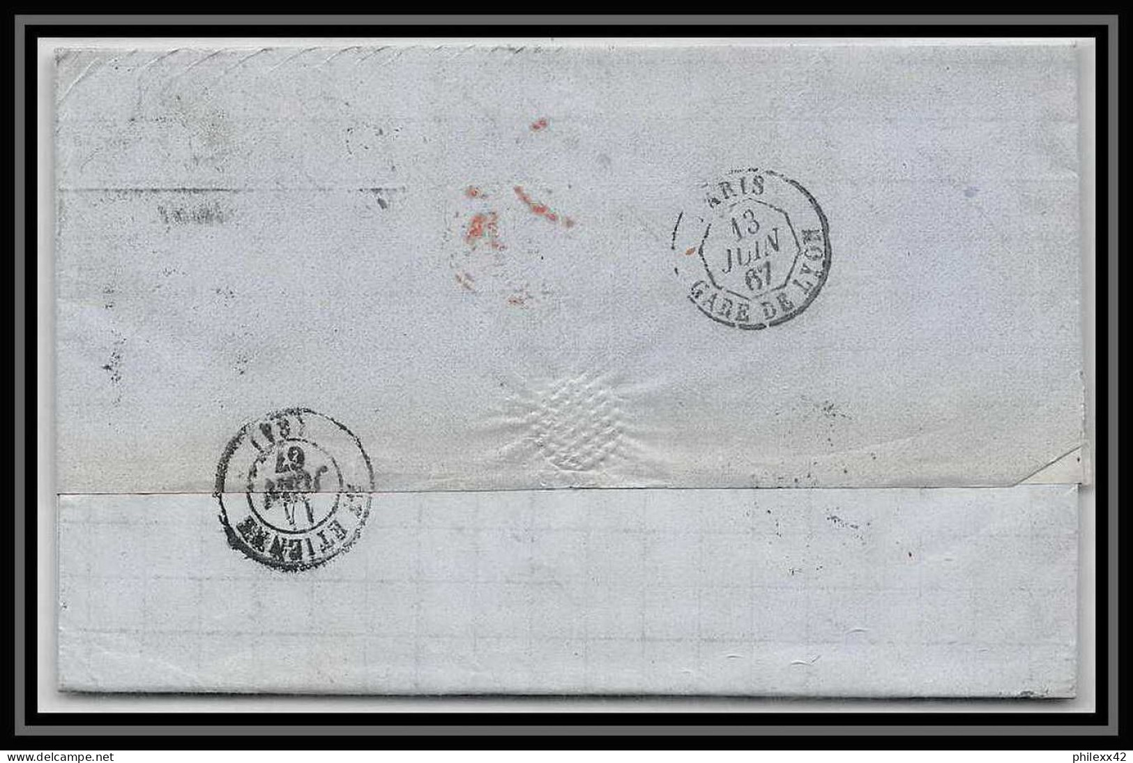 35895 N°32 Victoria 4p Red London St Etienne France 1867 Cachet EC76 Lettre Cover Grande Bretagne England - Storia Postale