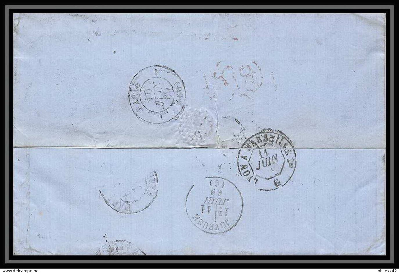 35868 N°32 Victoria 4p Red London St Etienne France 1869 Cachet EC72 Lettre Cover Grande Bretagne England - Lettres & Documents