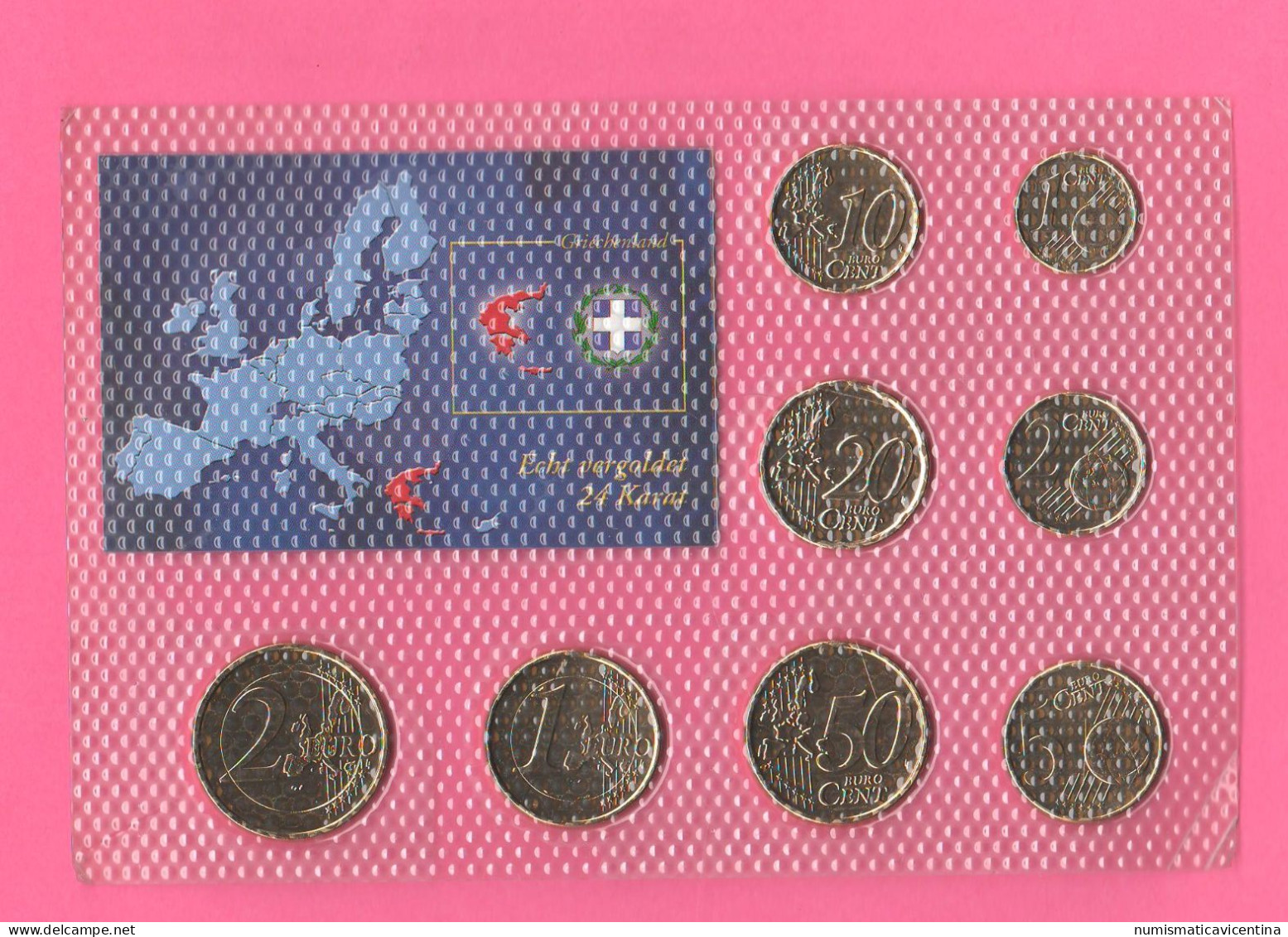 Greece Coins Set 1 2 5 10 20 50 Cents + 1 2 € Euro Gold Plated Grecia 2003 Plaqué Or Vergoldet Finland Placcate Oro 24 K - Finland