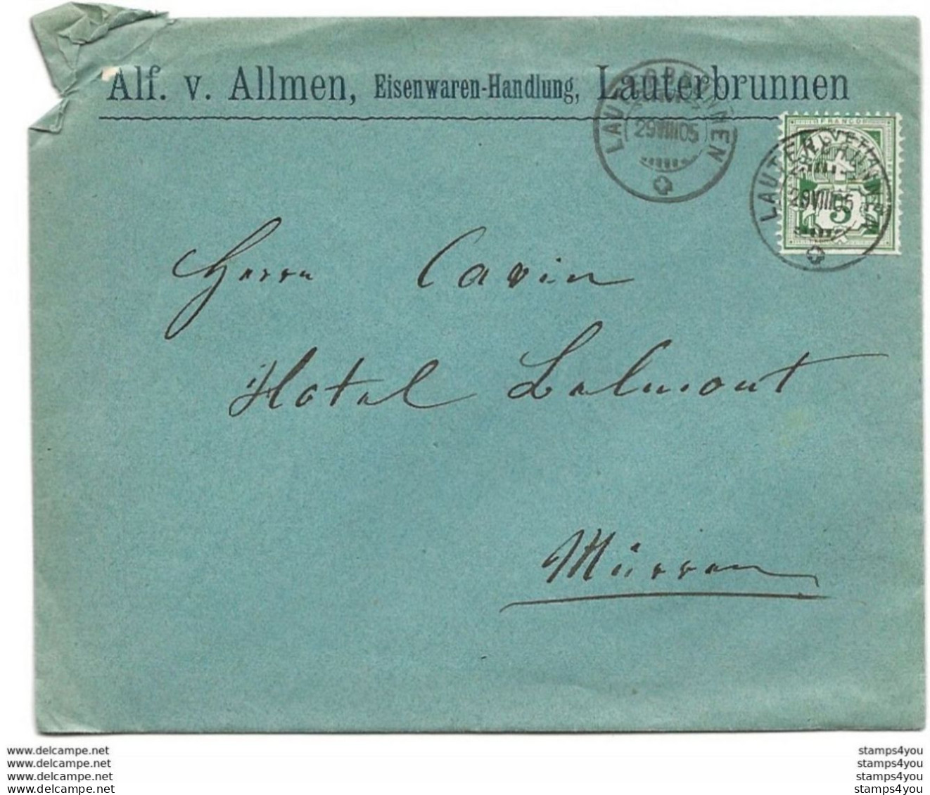 20 - 44 - Enveloppe Envoyée De Lauterbrunnen - Superbes Cachets à Date 1905 - Briefe U. Dokumente