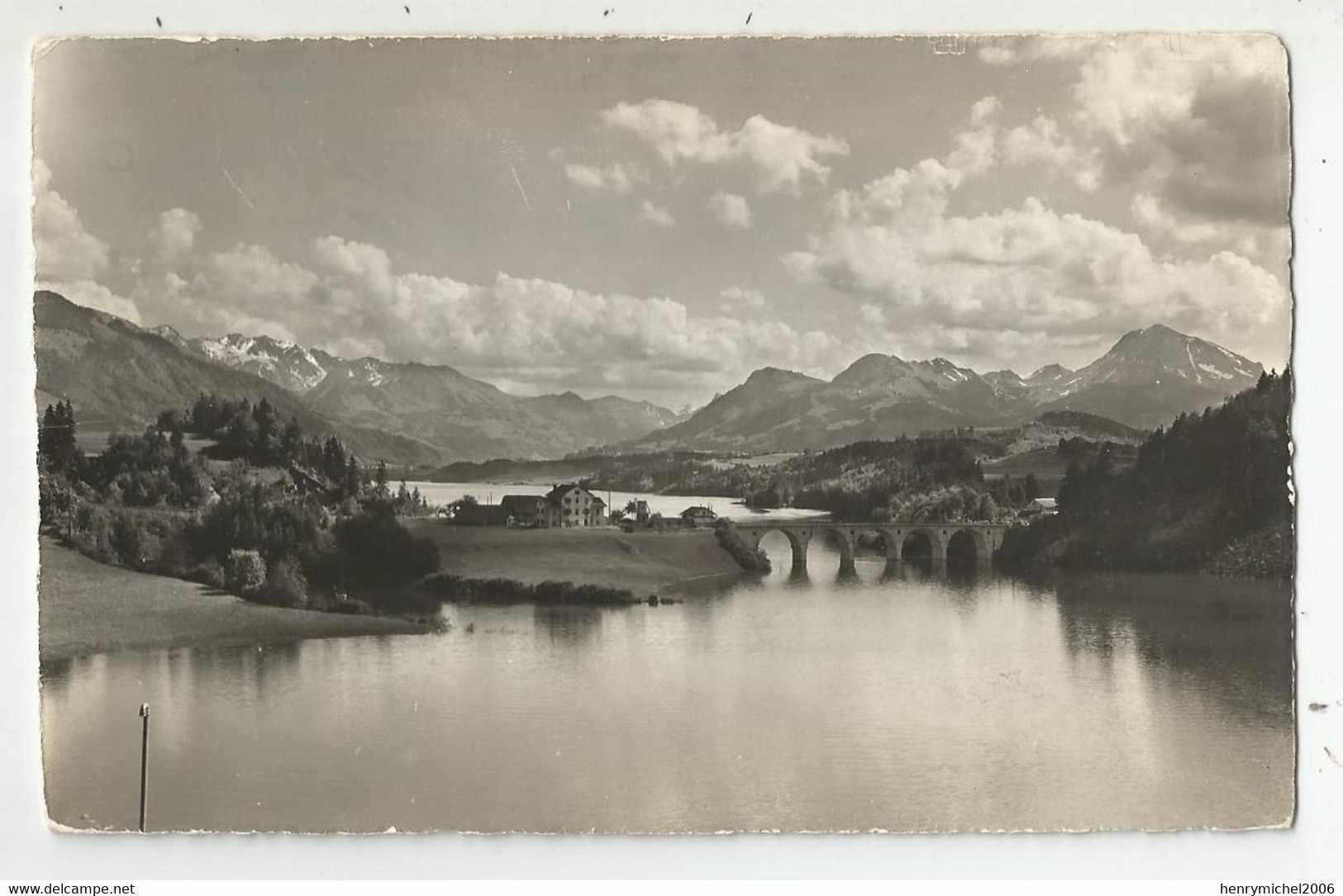 Suisse Fr Fribourg Lac De Gruyère Pont Des Corbières Chaine Des Vanils Et Le Moléson Ed Photo Glasson , Bulle , - Bulle