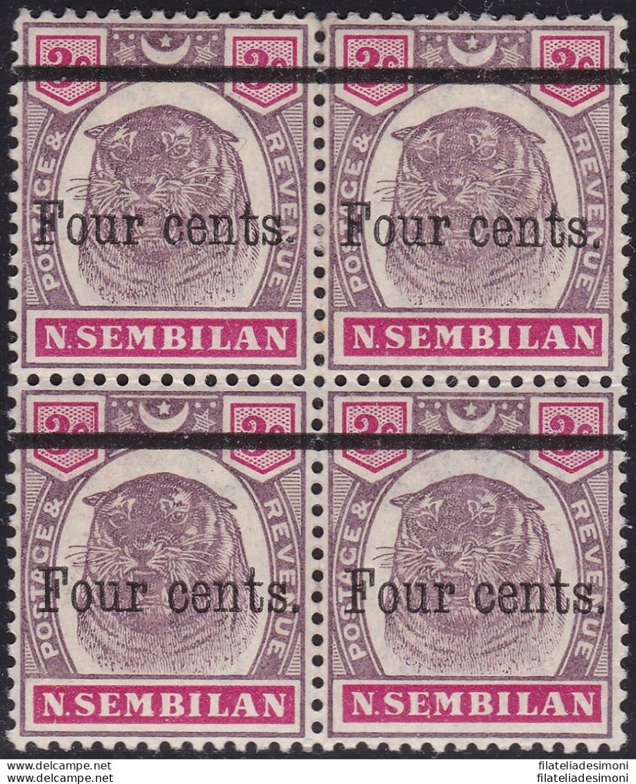 1900 NEGRI SEMBILAN, SG 17 Block Of Four MNH (2) / MLH (2) - Autres & Non Classés