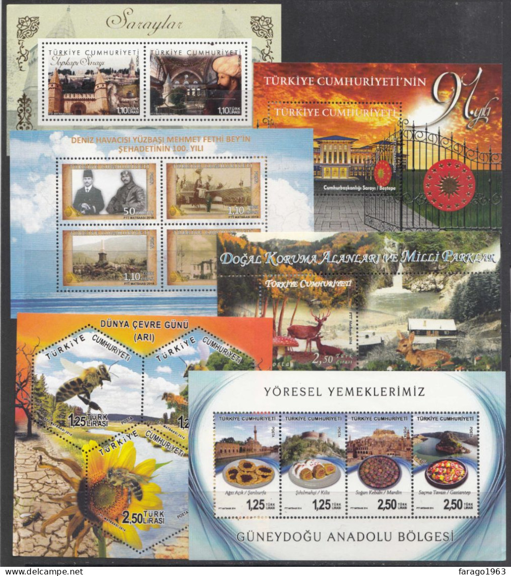 2014 Turkey Collection Of 45 Different Stamps + 6 Souvenir Sheets MNH - Ungebraucht