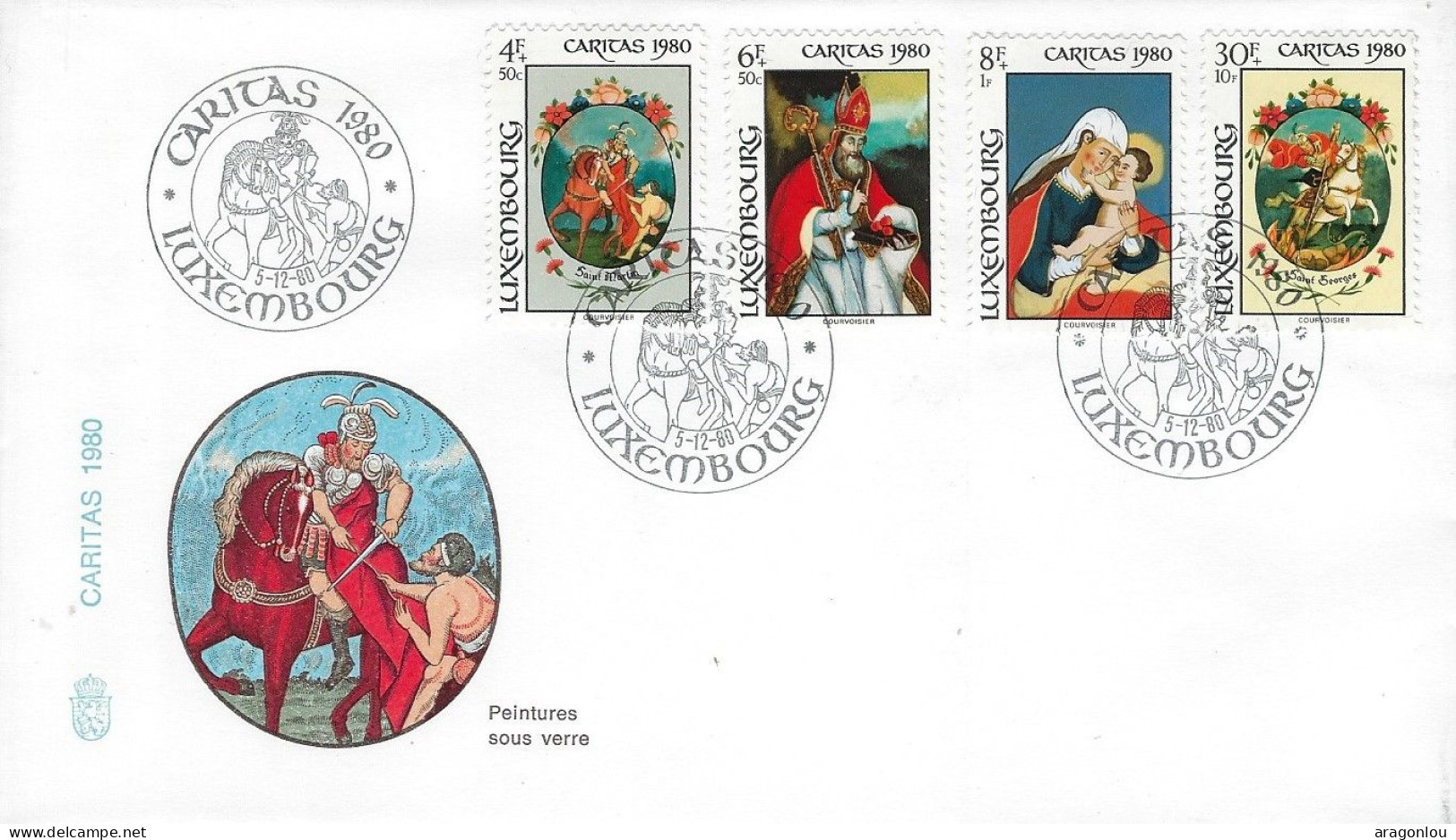 Luxembourg - Luxemburg -  Enveloppe  1980      Caritas   Peintures Sous Verre - Gebruikt