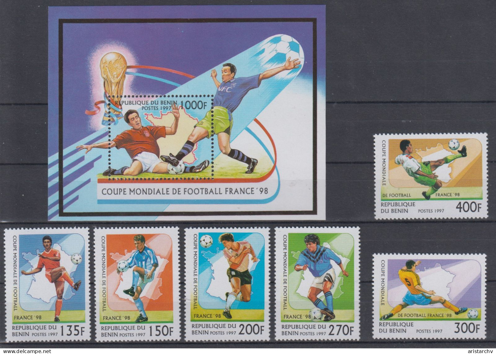 BENIN 1998 FOOTBALL WORLD CUP S/SHEET AND 6 STAMPS - 1998 – France