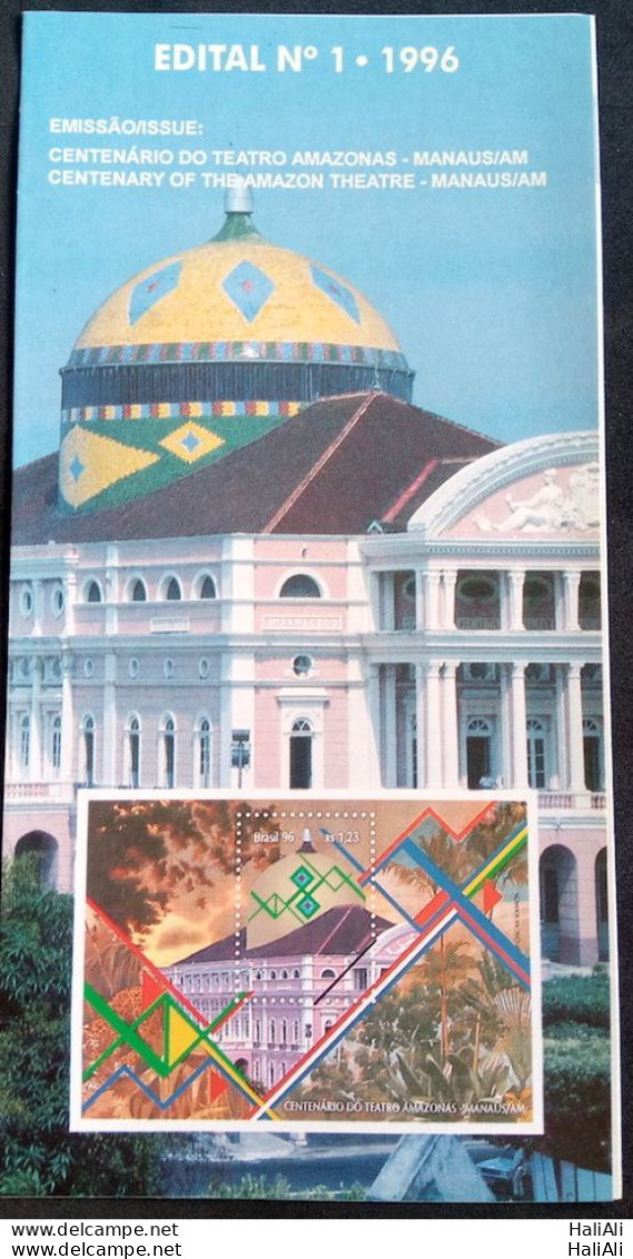 Brochure Brazil Edital 1996 01 Theater Amazonas Manaus Art Without Stamp - Briefe U. Dokumente