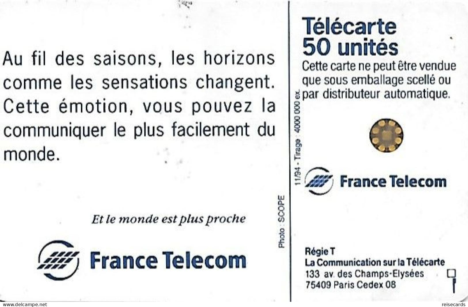 France: France Telecom 11/94 F524 Saison Hiver - 1994