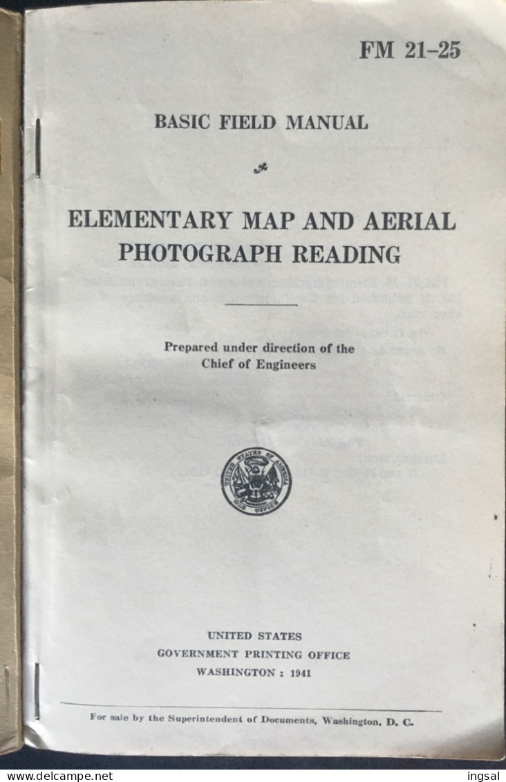WAR DEPARTMENT…….ELEMENTARY MAP AND AERIAL PHOTOGRAPHY READING……April 12 1941 - Amerikaans Leger