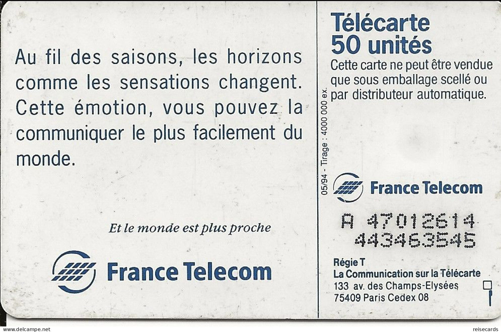 France: France Telecom 05/94 F466Da Saison Printemps - 1994