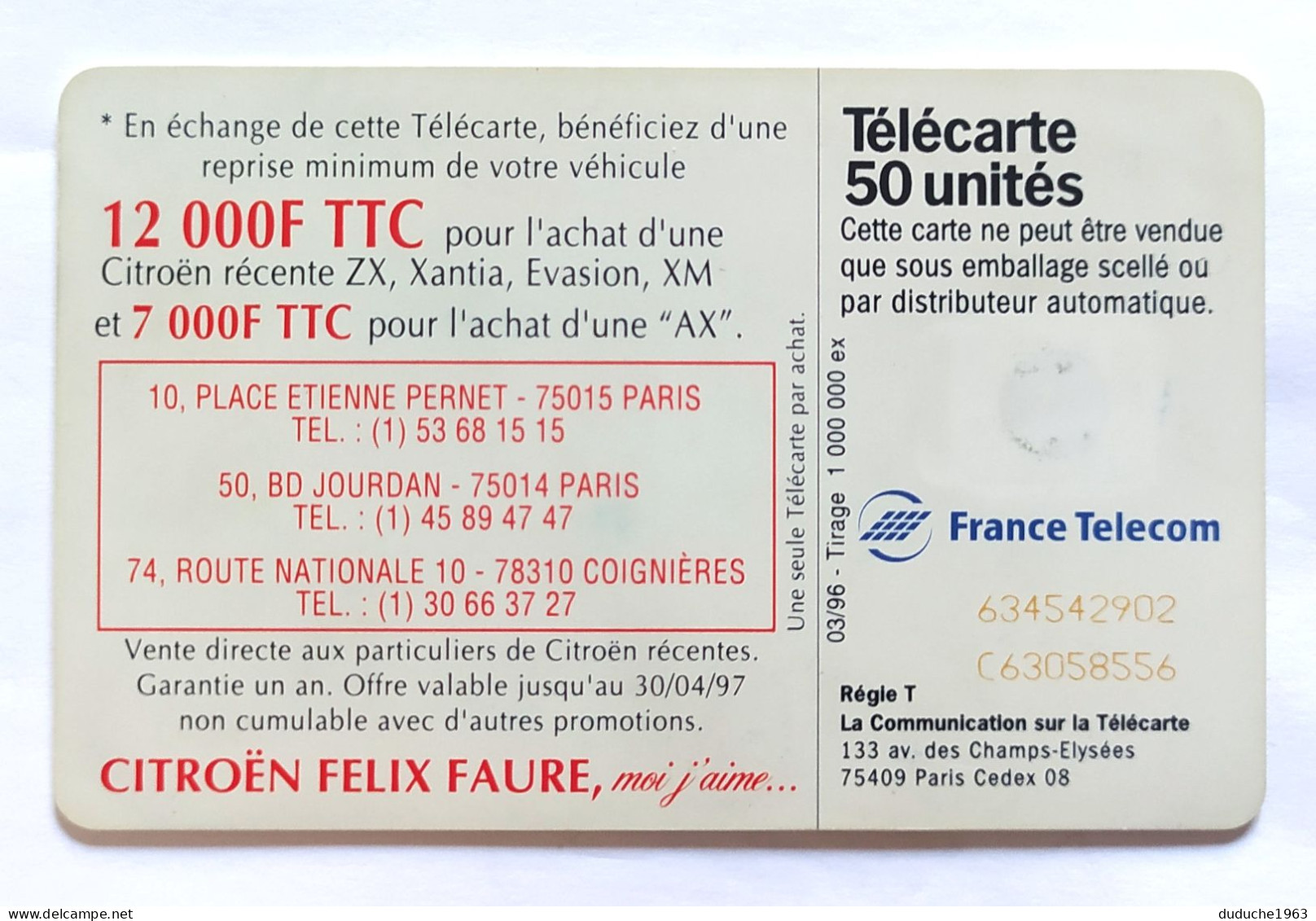 Télécarte France - Citroën - Unclassified