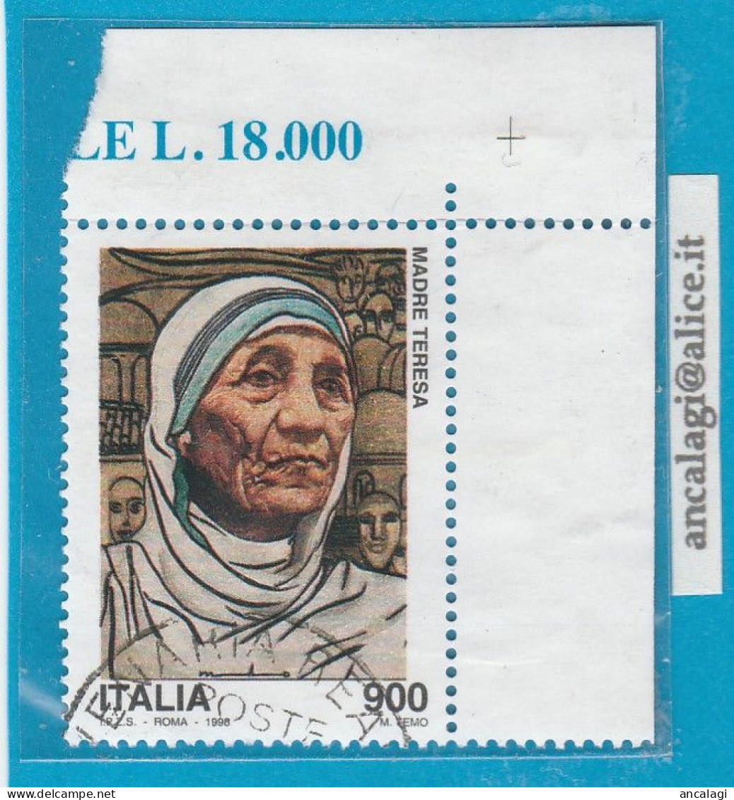 USATI ITALIA 1998 - Ref.0800A "MADRE TERESA" 1 Val.ad Angolo - - 1991-00: Usati