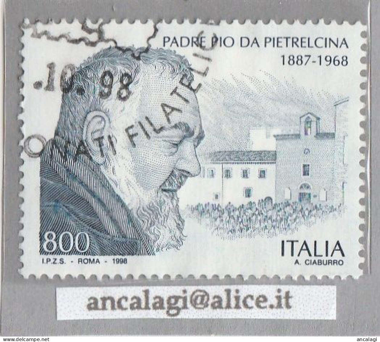 USATI ITALIA 1998 - Ref.0801 "PADRE PIO" 1 Val. - - 1991-00: Gebraucht