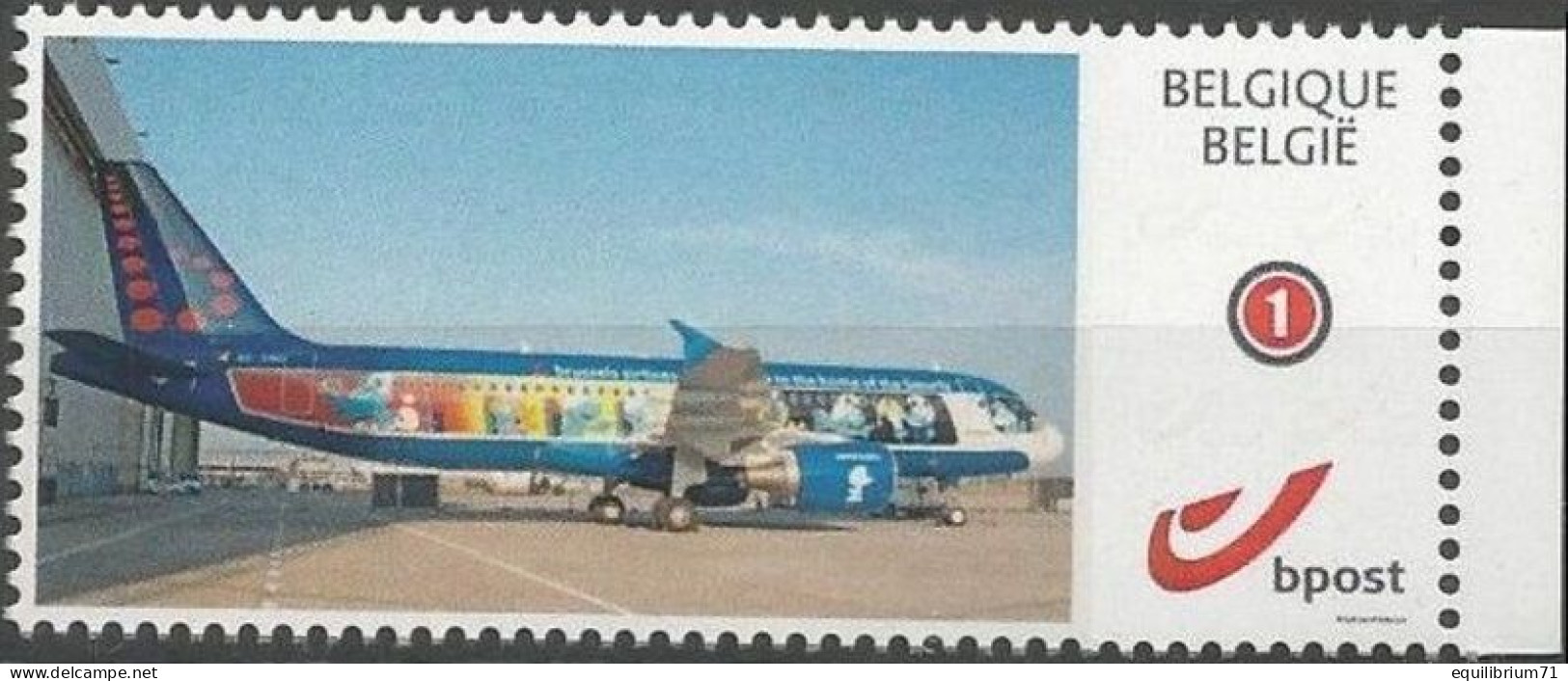 DUOSTAMP/MYSTAMP** - Les Schtroumpfs, Avion / De Smurfen, Vliegtuig / Die Schlümpfe, Flugzeug / The Smurfs, Plane (Peyo) - Philabédés (comics)