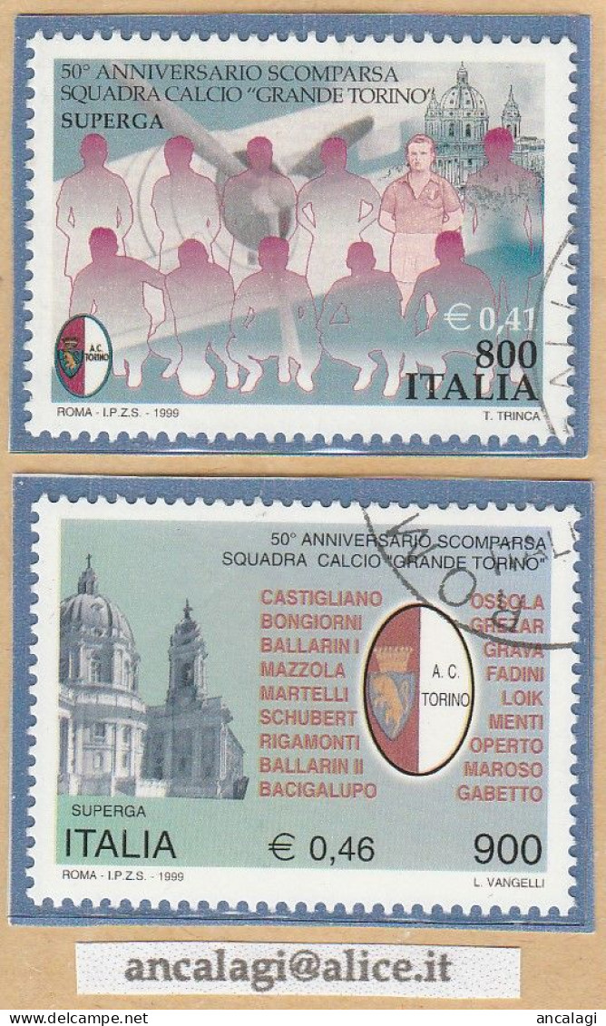 USATI ITALIA 1999 - Ref.0813 "IL GRANDE TORINO" Serie Di 2 Val. - - 1991-00: Usati