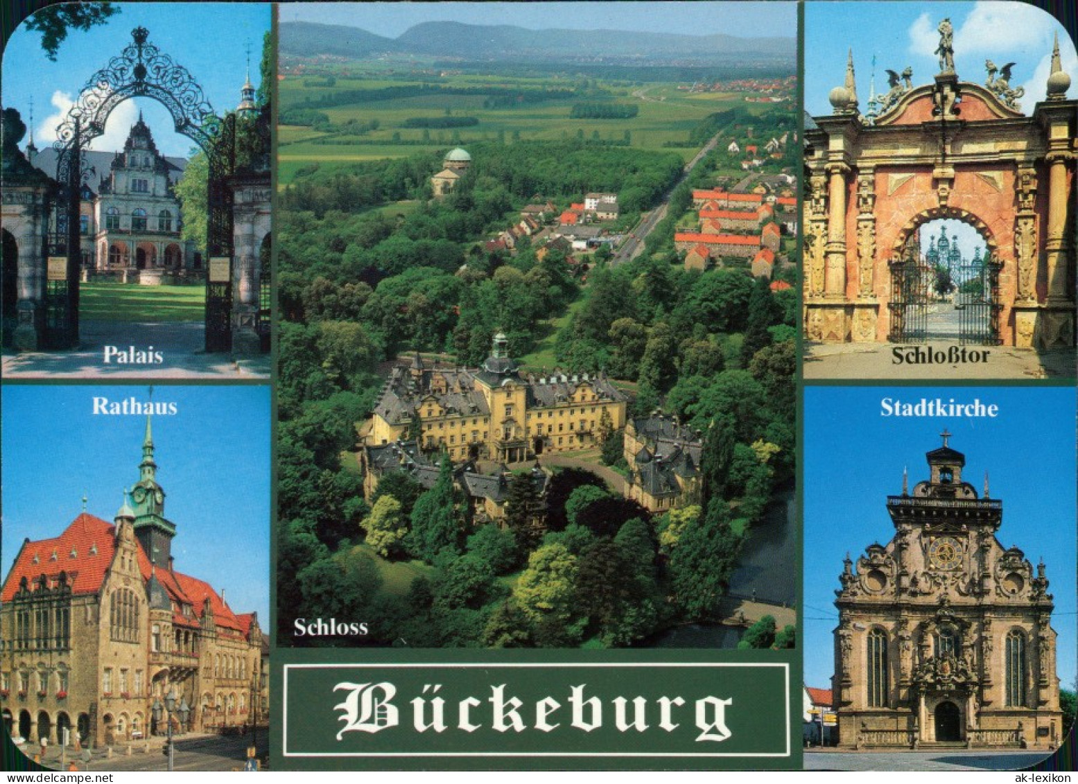 Ansichtskarte Bückeburg Luftbild, Schloss, Rathaus, Stadtkirche 1990 - Bueckeburg
