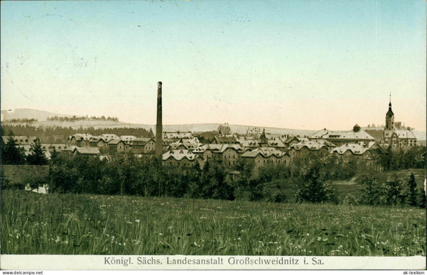 Großschweidnitz (OL) Swó&#324;ca Panorama-Ansicht - Mit Fabrik-Schornstein 1911 - Grossschweidnitz