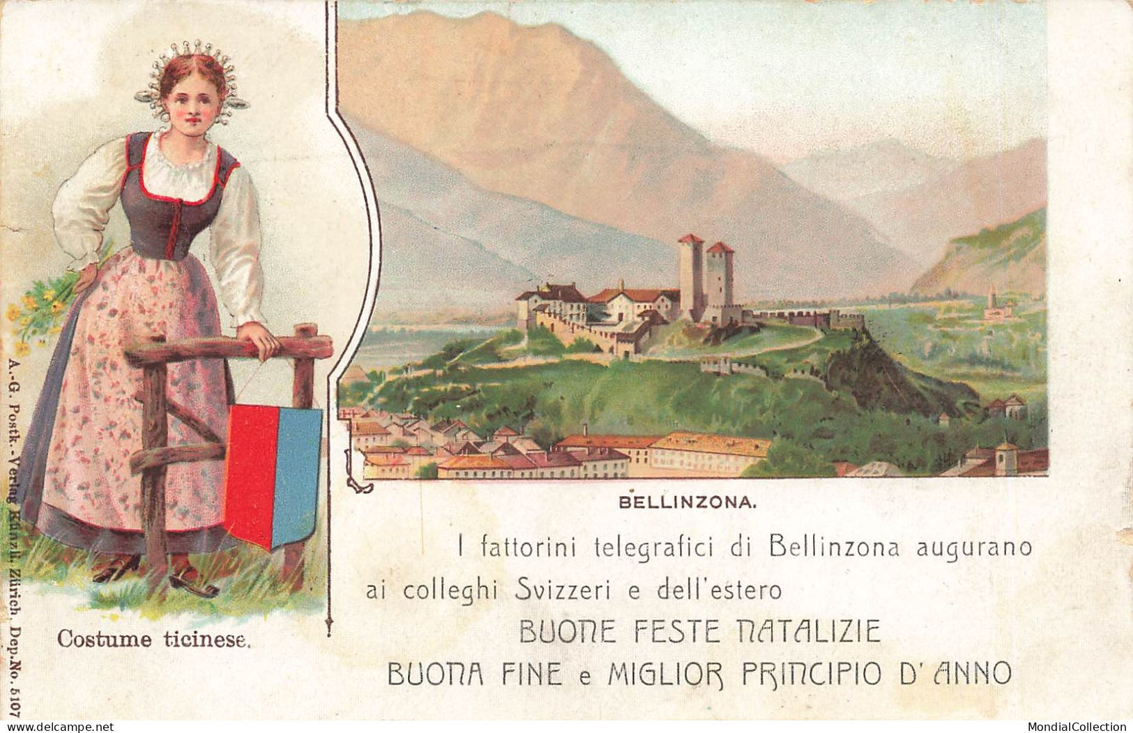 MIKIBP2-020- SUISSE BELLINZONA PAYSAGE COSTUME TICINESE FETES - Bellinzone