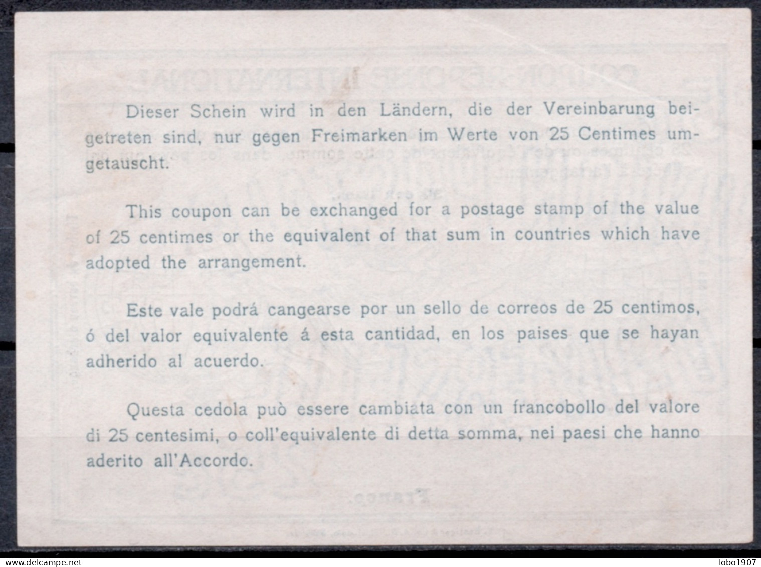 FRANCE  Ro4  30c.  International Reply Coupon Reponse Antwortschein IRC IAS Cupon Respuesta O PARIS BOISSY D'ANGLAS 31.0 - Coupons-réponse