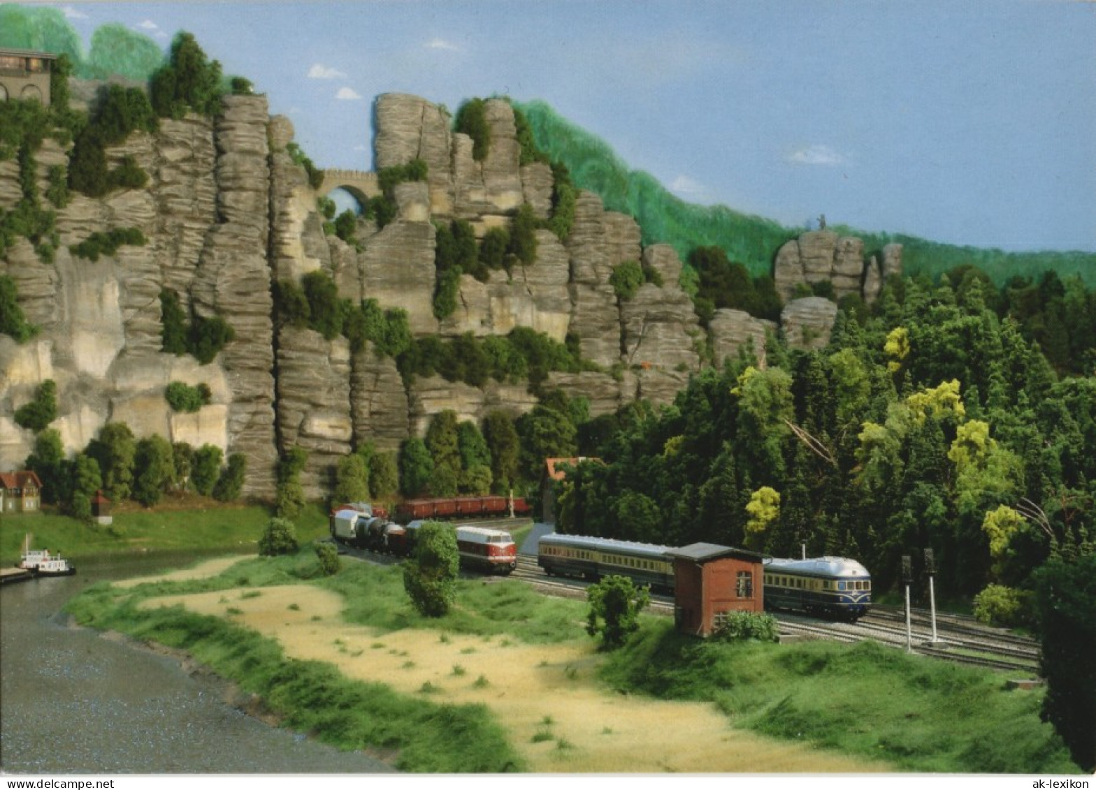 Königstein (Sächsische Schweiz) Modelleisenbahn: Miniatur-Elbtalbahn H0 1987 - Koenigstein (Saechs. Schw.)