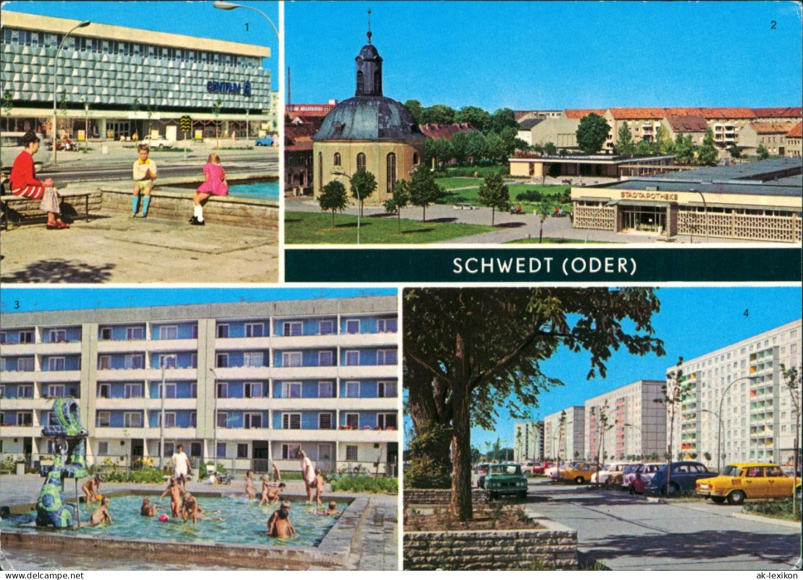Schwedt/Oder 1. Centrum-Warenansicht 2. Teilansicht 3. Wohnkomplex  1979/1980 - Schwedt