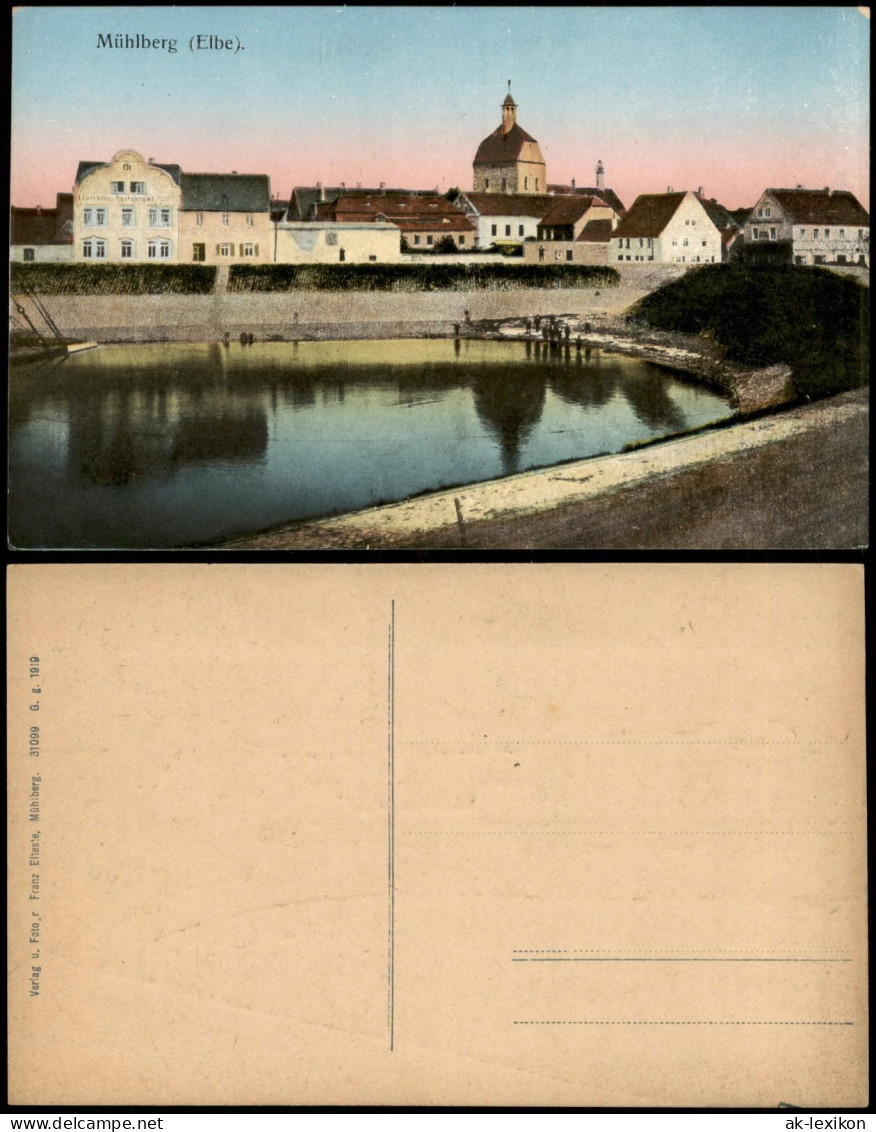 Ansichtskarte Mühlberg/Elbe Miłota Panorama-Ansicht, Ortsansicht 1919 - Muehlberg