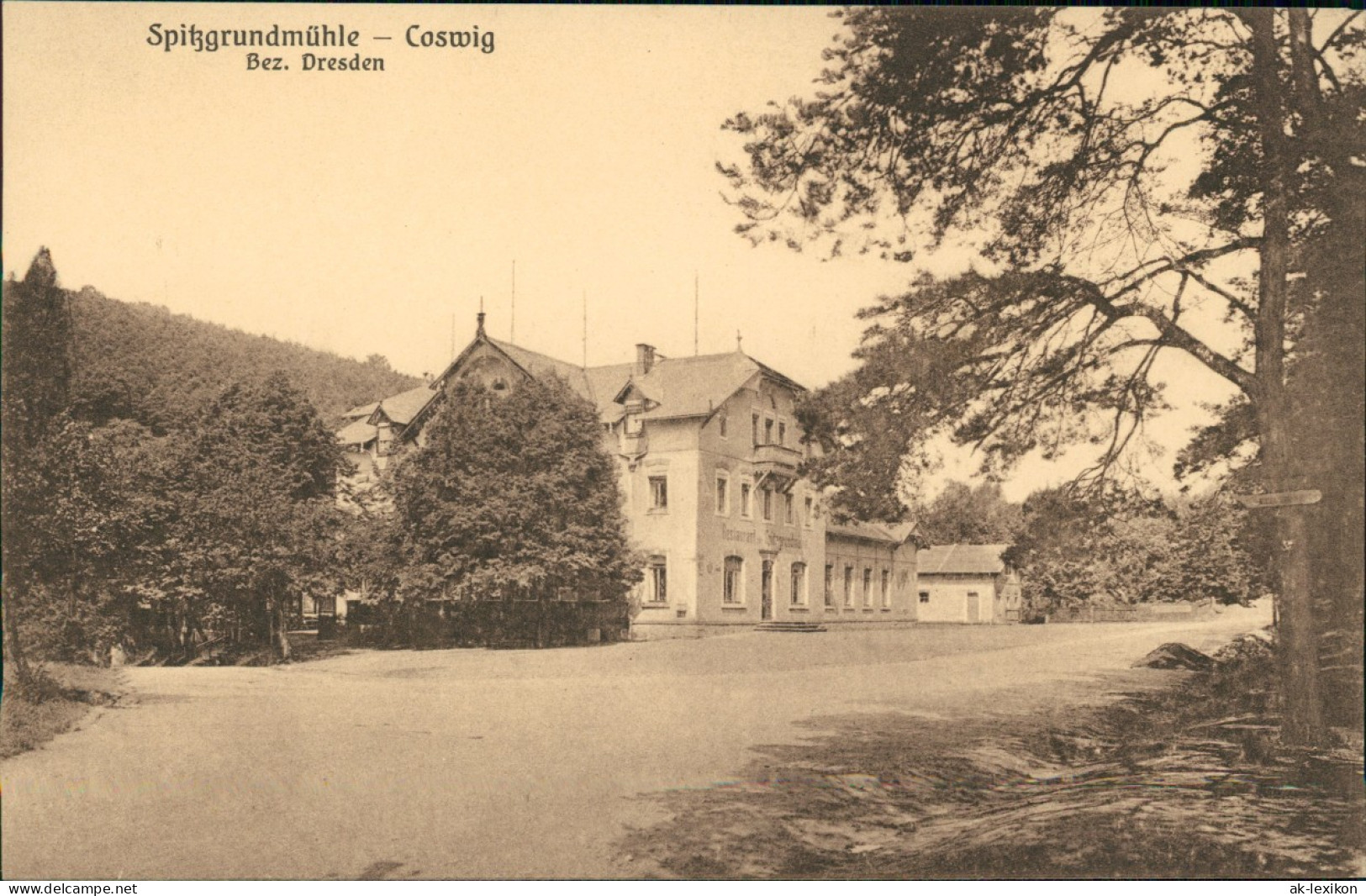 Ansichtskarte Coswig (Sachsen) Spitzgrundmühle 1928 - Coswig