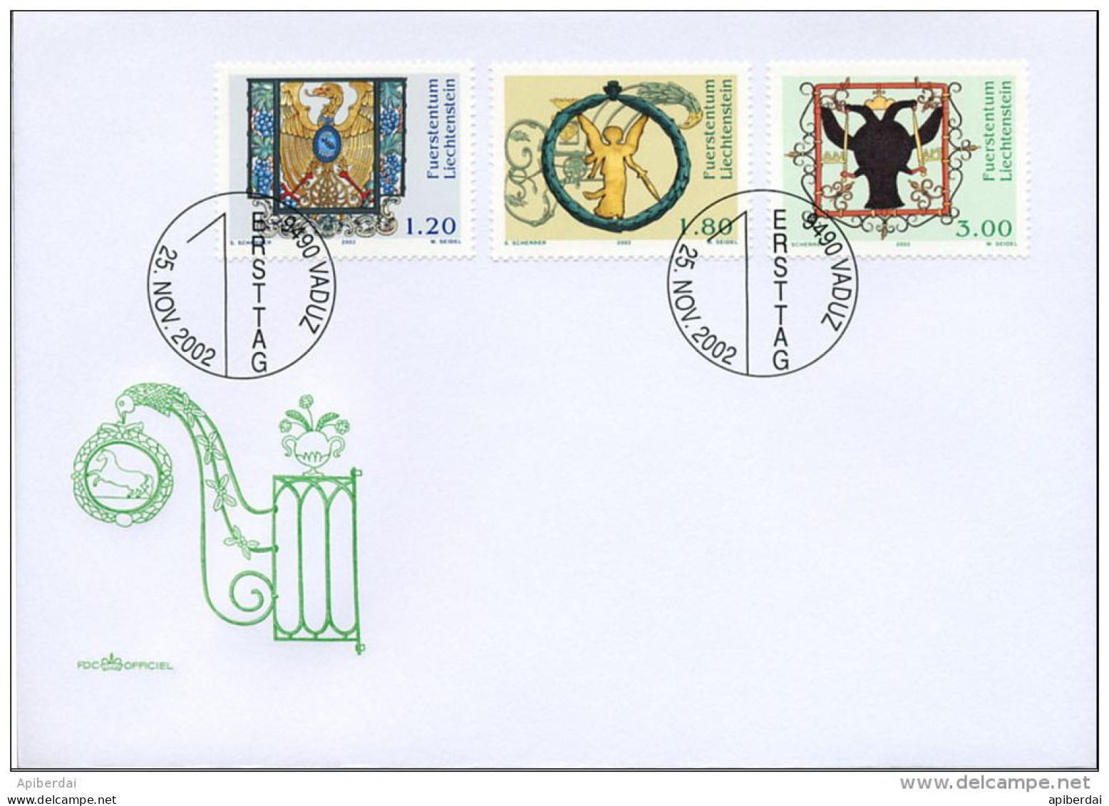 Liechtenstein - 2002 FDC Enseignes - Lettres & Documents