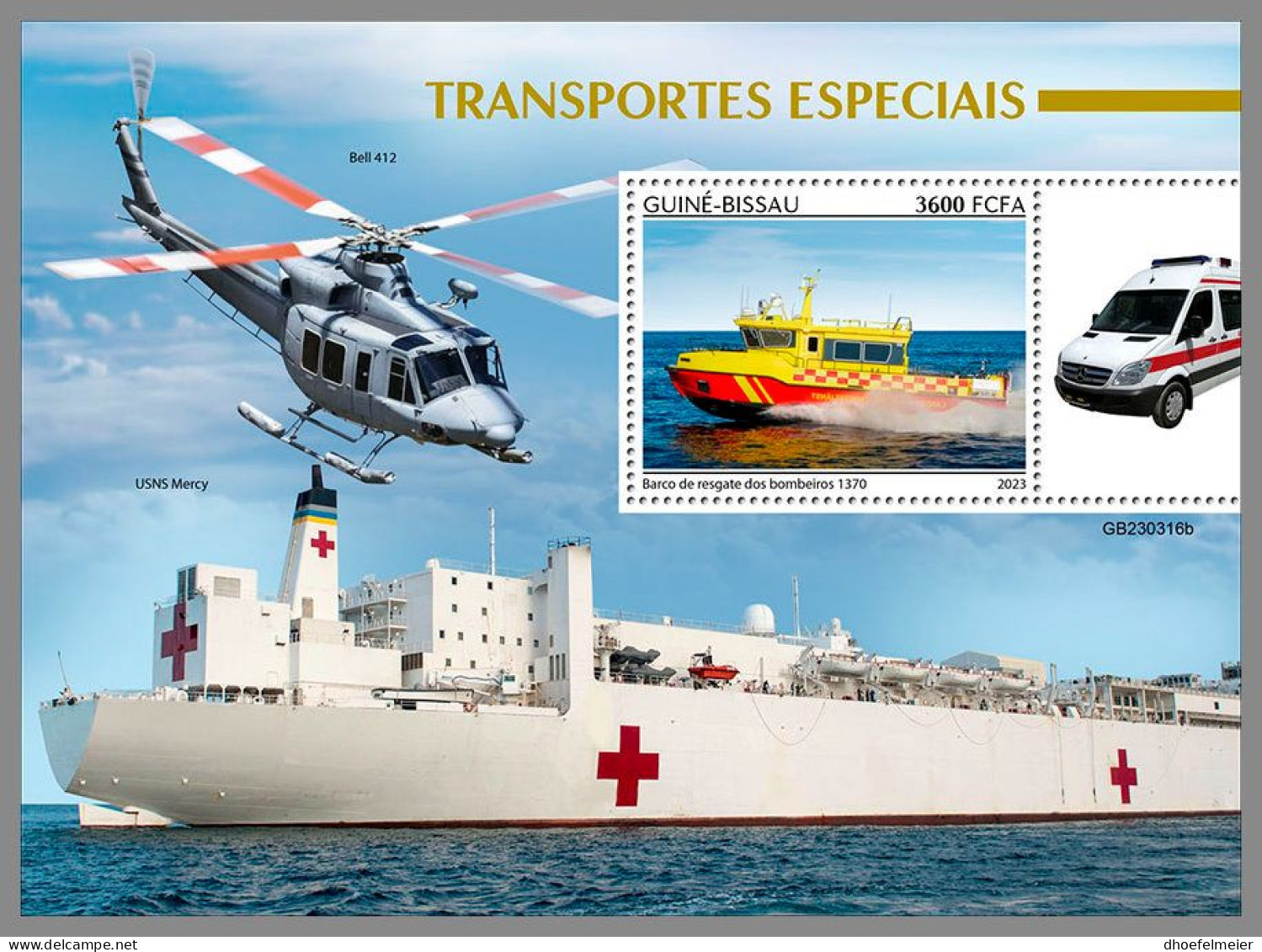 GUINEA-BISSAU 2023 MNH Special Transport Helicopter Hubschrauber S/S – OFFICIAL ISSUE – DHQ2416 - Elicotteri