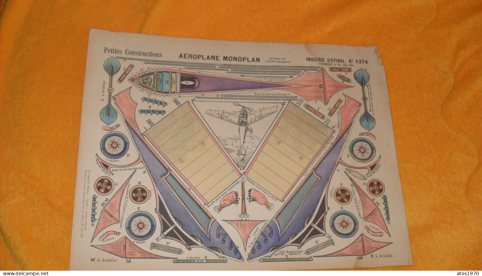 PETITES CONSTRUCTIONS AEROPLANE MONOPLAN DU GENRE DIT SYSTEME ANTOINETTE IMAGERIE D'EPINAL N°1376 - Machines