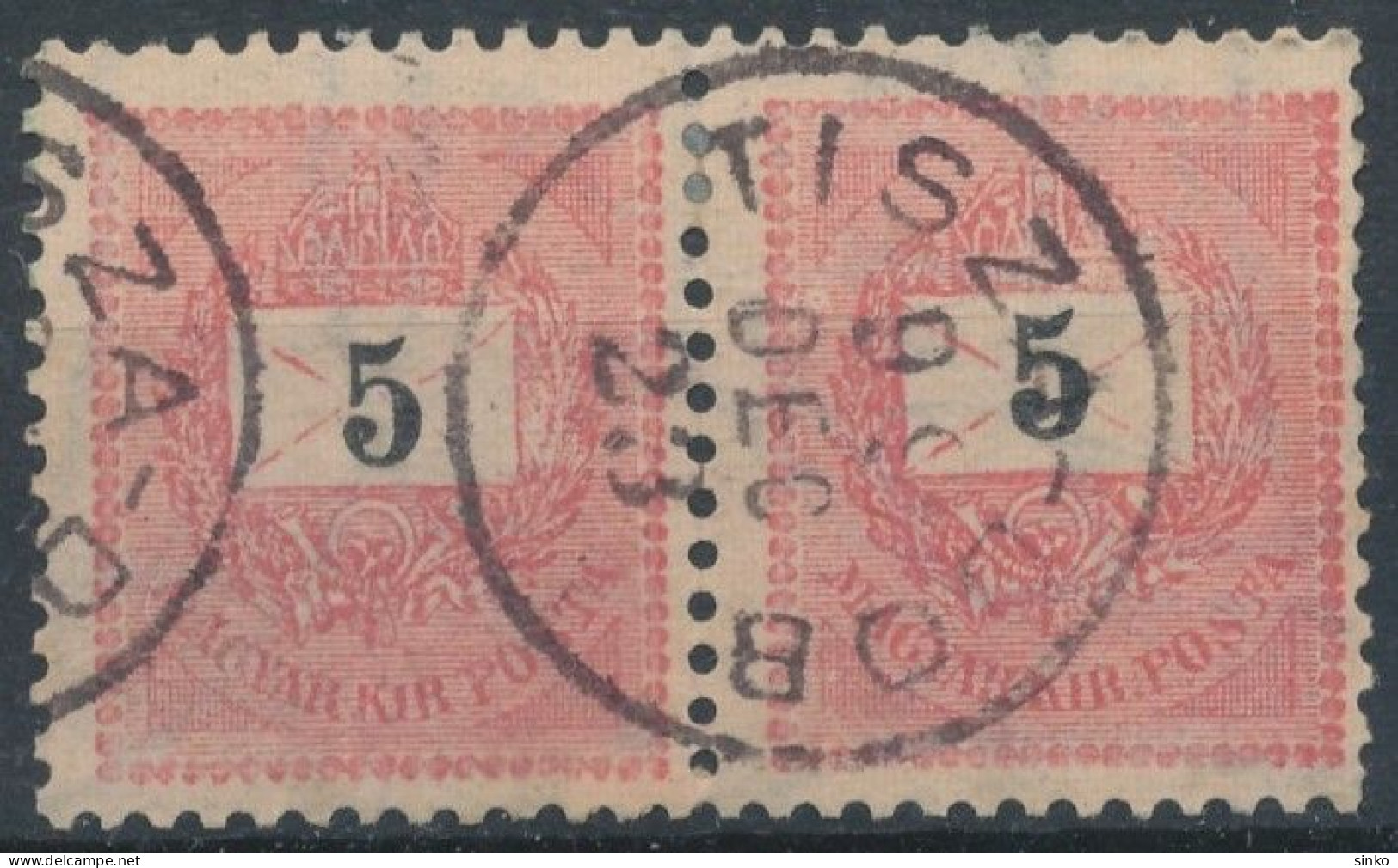 1899. Black Number Krajcar 5kr Stamp Pair, TISZA-DOB - ...-1867 Prephilately