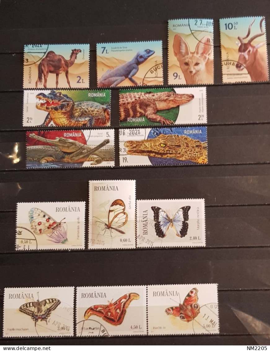 BIRDS ROMANIA WILD ANIMALS-HORSES-ELEPHANTS -BUTTERFLIES-CROCODILES 8 SETS CTO-USED - Gebraucht