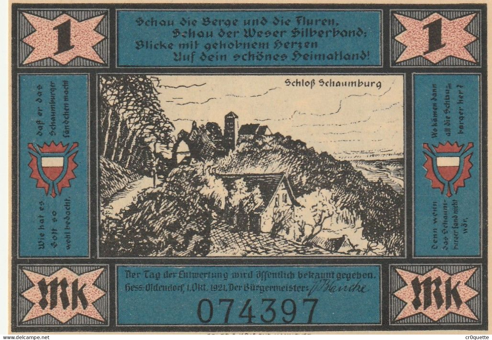 NOTGELD / ALLEMAGNE - 31840 HESS OLDENDORF - 1 MARK - Autres - Europe