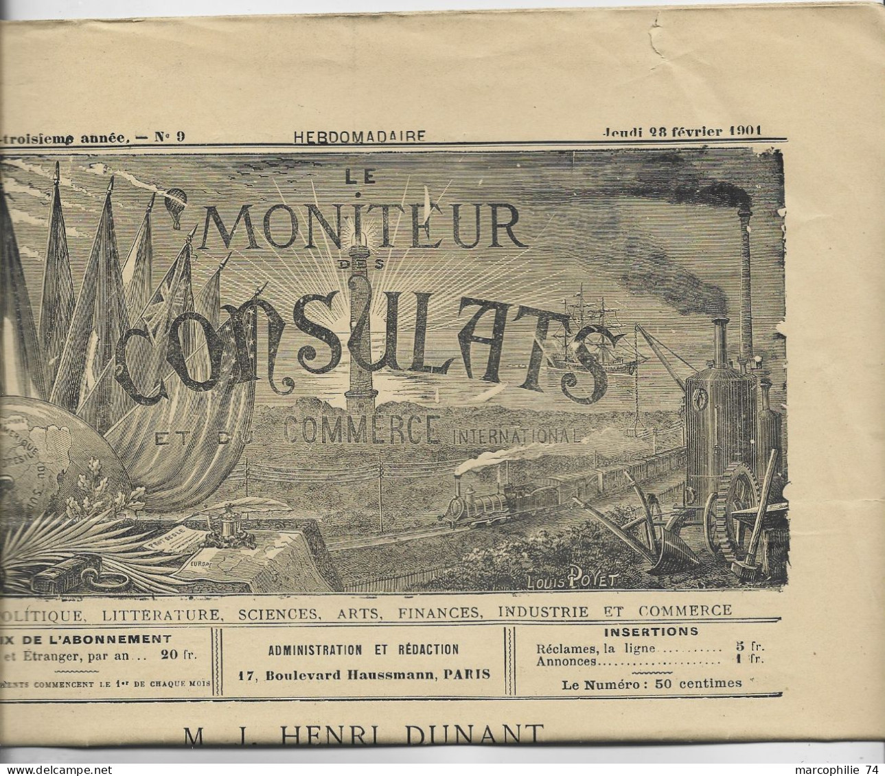 FRANCE LETTRE COVER PARIS 1902 ADRESSEE HENRI DUNANT HEIDEN SUISSE HELVETIA  RED CROSS CROIX ROUGE RARE +++++++ - Red Cross