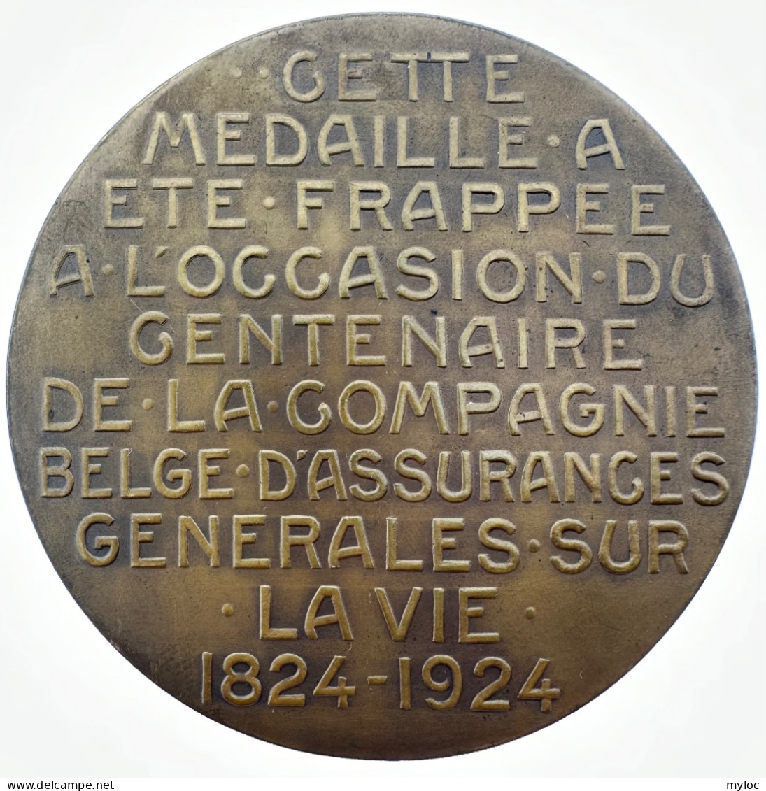 Médaille Bronze. Médaille Frappée à L'occasion Du Centenaire De La Compagnie Des Assurances Générales. A. Devreese - Professionali / Di Società