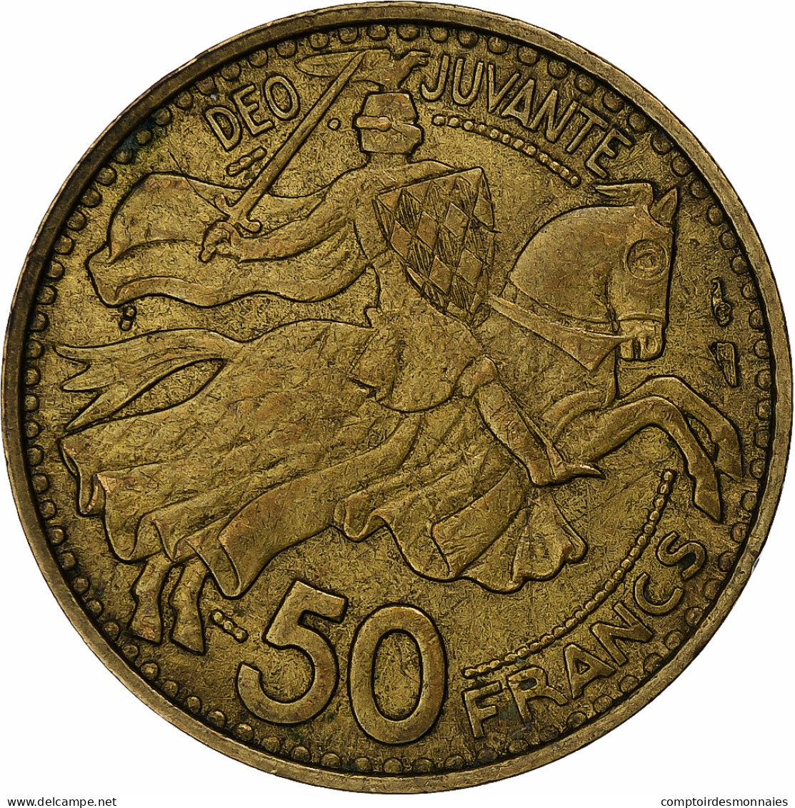 Monaco, Rainier III, 50 Francs, 1950, Paris, Cupro-Aluminium, TTB - 1922-1949 Louis II