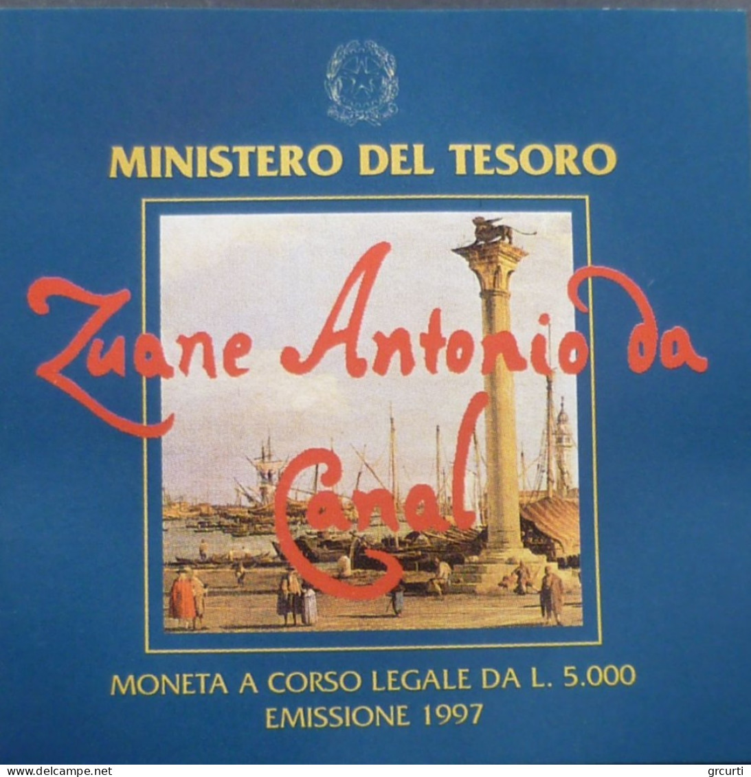 Italia - 5.000 Lire 1997 - Giovan Antonio Canal Detto Il "Canaletto" - Gig# 473P - KM# 189 - 5 000 Lire